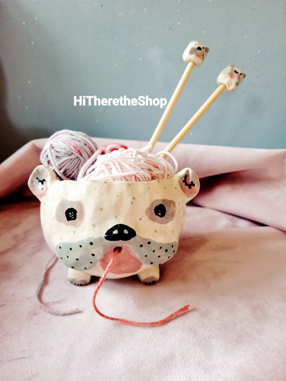 The Silly Bull Dog Yarn Bowl Handmade Ceramic Yarn Bowl. Hand Etsy