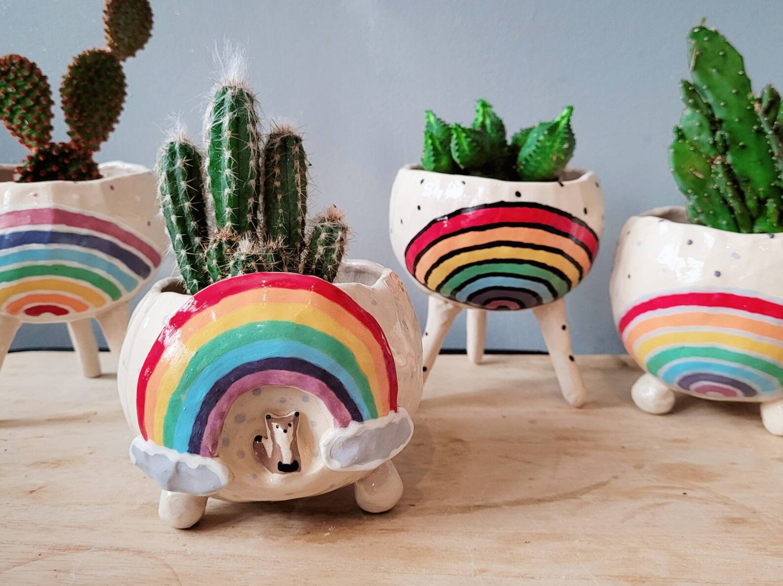 The Rainbow Pot Collection 2 Ceramic Handmade Planter Etsy UK