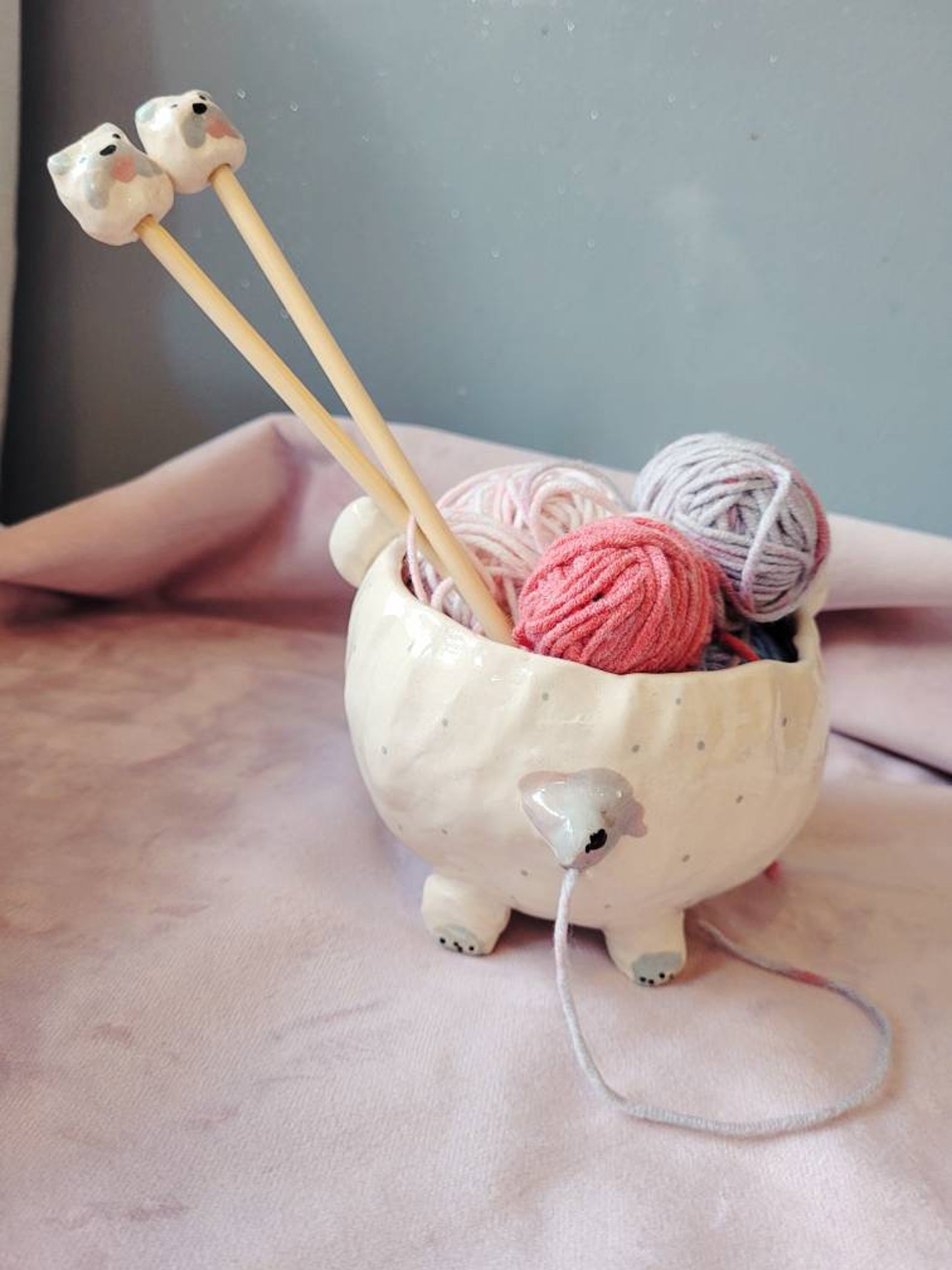 The Silly Bull Dog Yarn Bowl Handmade Ceramic Yarn Bowl. Hand Etsy UK