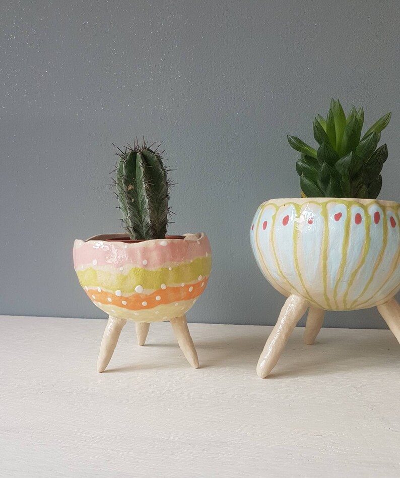 The Spring Collection Maytime Ceramic, succulent pot, cactus pot, plant pot, home studio pottery, home decor, office decor, pinch pot. image 6