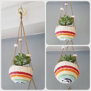 The Rainbow Pot Collection Ceramic, handmade succulent pot cactus pot, hanging planter, outdoor planter, pottery gift ideas. Garden décor. image 8