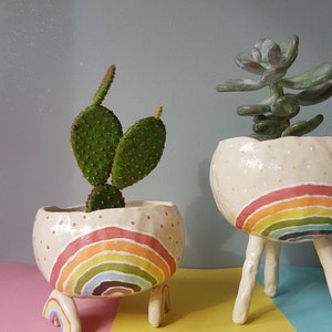 The Rainbow Pot Collection Ceramic, handmade succulent pot cactus pot, hanging planter, outdoor planter, pottery gift ideas. Garden décor. image 9