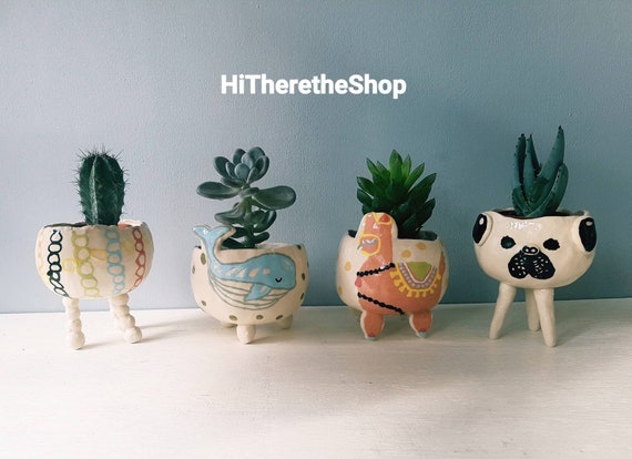 The Pug Friends Collection - Handmade Ceramic Plant Pot, Succulent Pot,  Cactus Pot, Indoor Outdoor Planter, Gift Ideas, Home Studio Pottery. - Etsy