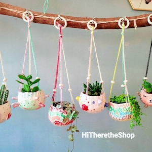 The Lush Pots Collection - Handmade Ceramic hanging planters, succulent pot cactus pot, hanging plant pot, indoor, garden outdoor planter.