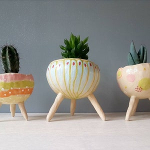 The Spring Collection Maytime Ceramic, succulent pot, cactus pot, plant pot, home studio pottery, home decor, office decor, pinch pot. image 8