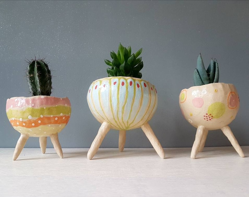 The Spring Collection Maytime Ceramic, succulent pot, cactus pot, plant pot, home studio pottery, home decor, office decor, pinch pot. image 8