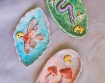 Incense magics ! Handmade Incense Burner. Moon star Home décor. Pottery gift. Ceramic burner. Incense making. Incense burning.