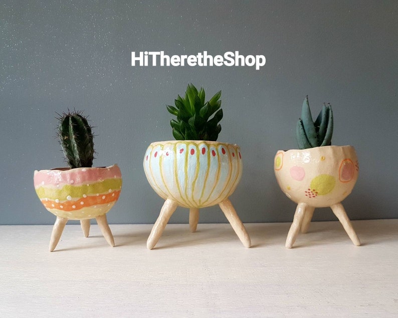 The Spring Collection Maytime Ceramic, succulent pot, cactus pot, plant pot, home studio pottery, home decor, office decor, pinch pot. image 2