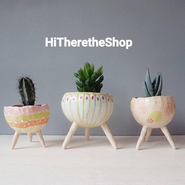 The Spring Collection - Maytime - Ceramic, succulent pot, cactus pot, plant pot, home studio pottery, home decor, office decor, pinch pot.