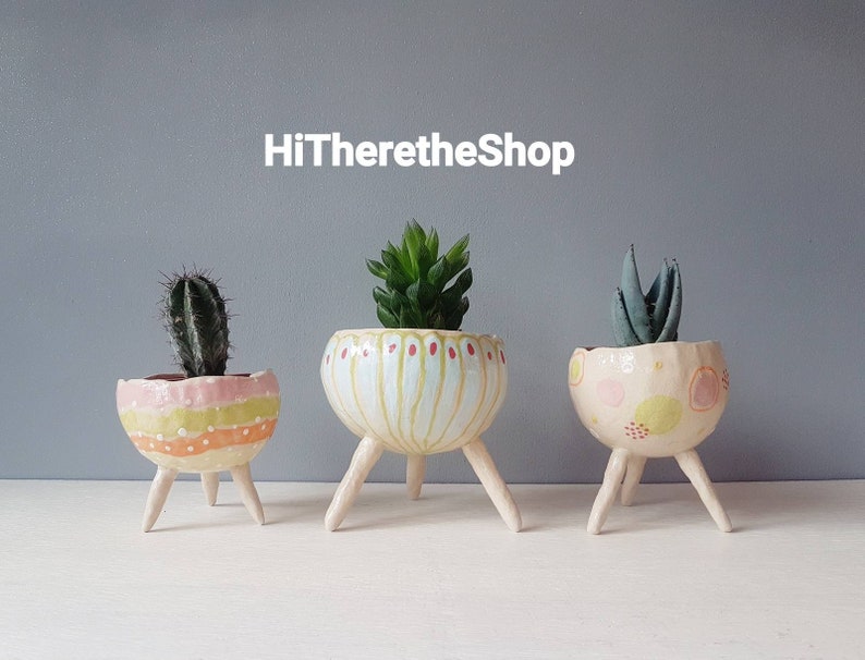 The Spring Collection Maytime Ceramic, succulent pot, cactus pot, plant pot, home studio pottery, home decor, office decor, pinch pot. image 1