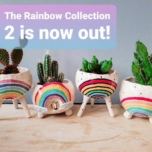 The Rainbow Pot Collection Ceramic, handmade succulent pot cactus pot, hanging planter, outdoor planter, pottery gift ideas. Garden décor. image 10