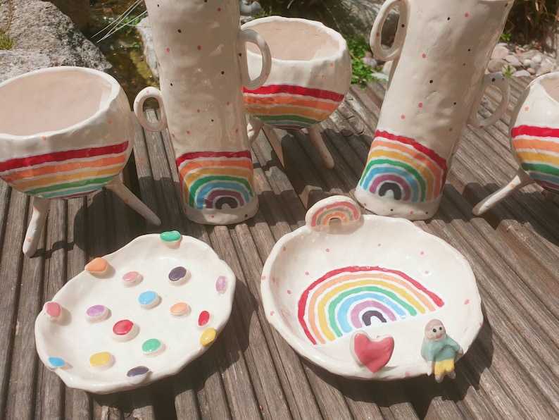 The Rainbow Pot Collection Ceramic, handmade succulent pot cactus pot, hanging planter, outdoor planter, pottery gift ideas. Garden décor. image 6