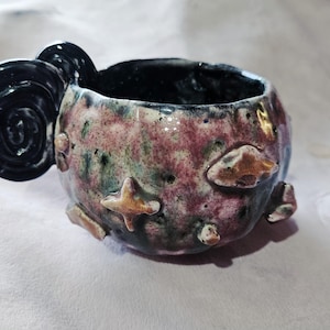 Dark Moon Star Magic Mug! Handmade ceramic coffee mug tea cup. Moon star cloud drinking cup. Pottery gift. Cup. Mug. Drinkwater. Tableware.