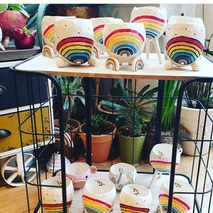 The Rainbow Pot Collection Ceramic, handmade succulent pot cactus pot, hanging planter, outdoor planter, pottery gift ideas. Garden décor. image 3