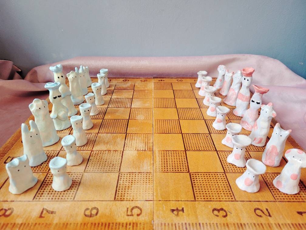 The Pastel Kingdom Chess Pieces Special Handmade ceramic Etsy
