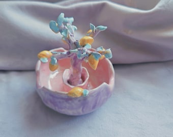 Magic lemon tree Ashtray!  Handmade ceramic dish, ring dish, key dish. Ashtray. Personalised options. Lemon tree