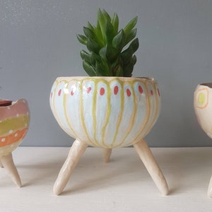 The Spring Collection Maytime Ceramic, succulent pot, cactus pot, plant pot, home studio pottery, home decor, office decor, pinch pot. image 4