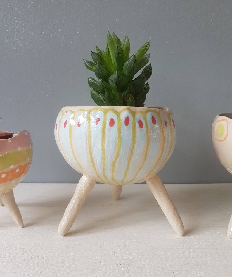 The Spring Collection Maytime Ceramic, succulent pot, cactus pot, plant pot, home studio pottery, home decor, office decor, pinch pot. image 4