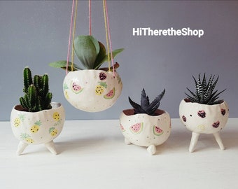 The Fruit Kingdom Collection - Handmade Ceramic planters, succulent pot, cactus pot, indoor outdoor plant pot, pinch pot, gift ideas.