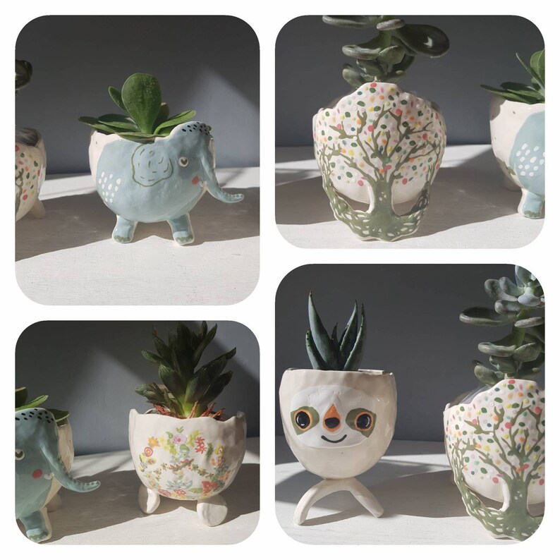 The Very Fun Collection 3 Handmade Ceramic Plant Pot Etsy