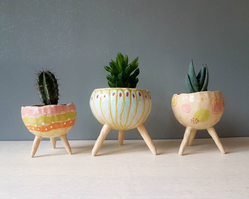 The Spring Collection Maytime Ceramic, succulent pot, cactus pot, plant pot, home studio pottery, home decor, office decor, pinch pot. image 9