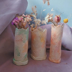 The Floral Dreams handmade pinched ceramic vases. Flower vases, penholder, Pottery gift ideas. Gift for her. Floral vases Flowers Birthday image 5