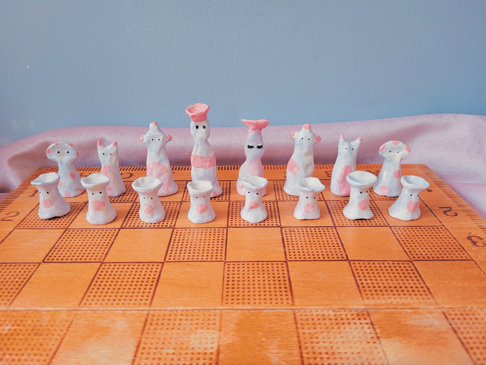 The Pastel Kingdom Chess Pieces Special Handmade Ceramic Etsy