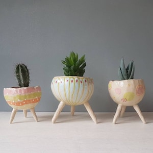 The Spring Collection Maytime Ceramic, succulent pot, cactus pot, plant pot, home studio pottery, home decor, office decor, pinch pot. image 3