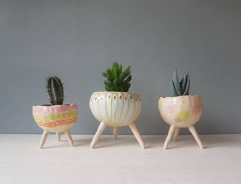 The Spring Collection Maytime Ceramic, succulent pot, cactus pot, plant pot, home studio pottery, home decor, office decor, pinch pot. image 3