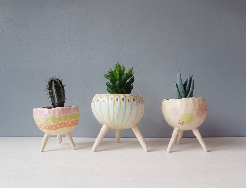 The Spring Collection Maytime Ceramic, succulent pot, cactus pot, plant pot, home studio pottery, home decor, office decor, pinch pot. image 5