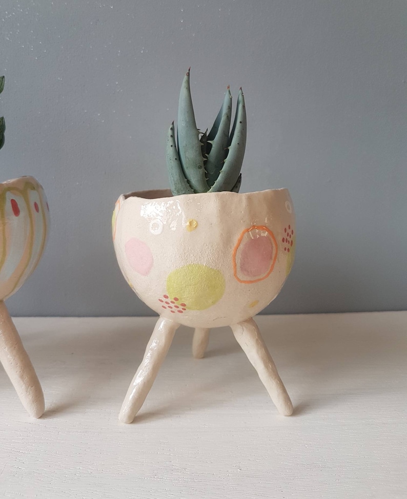 The Spring Collection Maytime Ceramic, succulent pot, cactus pot, plant pot, home studio pottery, home decor, office decor, pinch pot. image 7