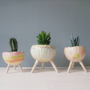 The Spring Collection Maytime Ceramic, succulent pot, cactus pot, plant pot, home studio pottery, home decor, office decor, pinch pot. image 10