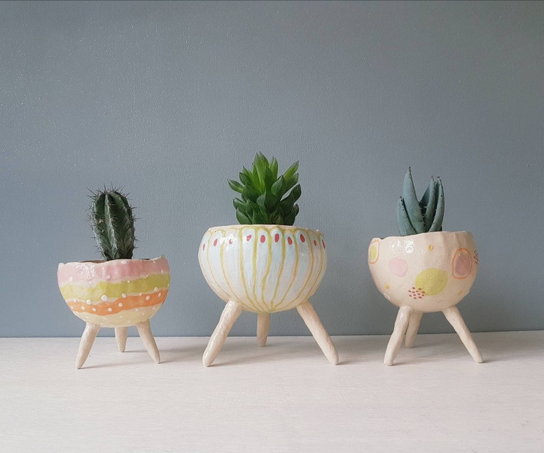 The Spring Collection Maytime Ceramic, succulent pot, cactus pot, plant pot, home studio pottery, home decor, office decor, pinch pot. image 10