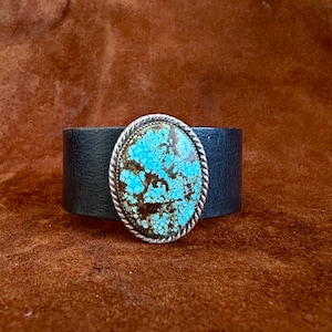 Leather and Turquoise Cuff Bracelet