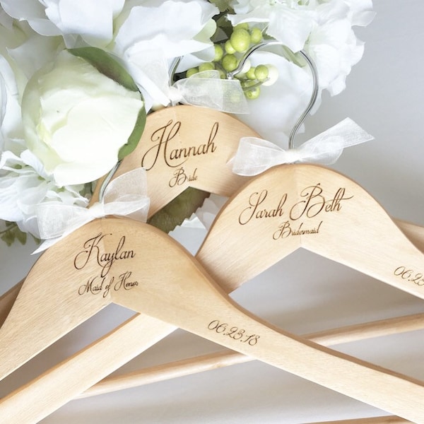 Personalized Bridesmaids Hangers Bride Hangers- Wedding Hanger - Engraved Bridesmaid Hanger - Wedding Name Hangers