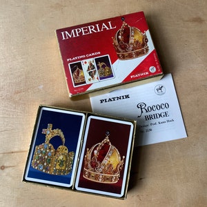 Vintage Piatnik Imperial Double Deck King Queen Jeweled Crown Spielkarten in Box Vintage 1980's Österreich