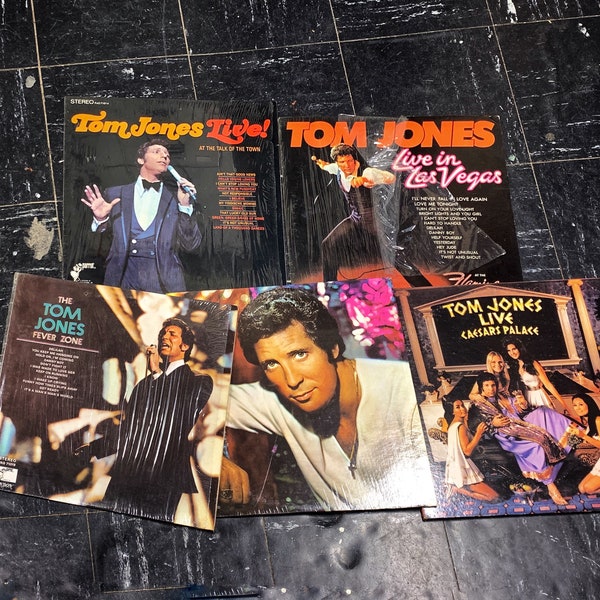 5 LP Lot Tom Jones Albums Live Las Vegas Caesar’s Palace, Fever Zone, 70’s Heart Throb Sexiest Pop Singer Artist
