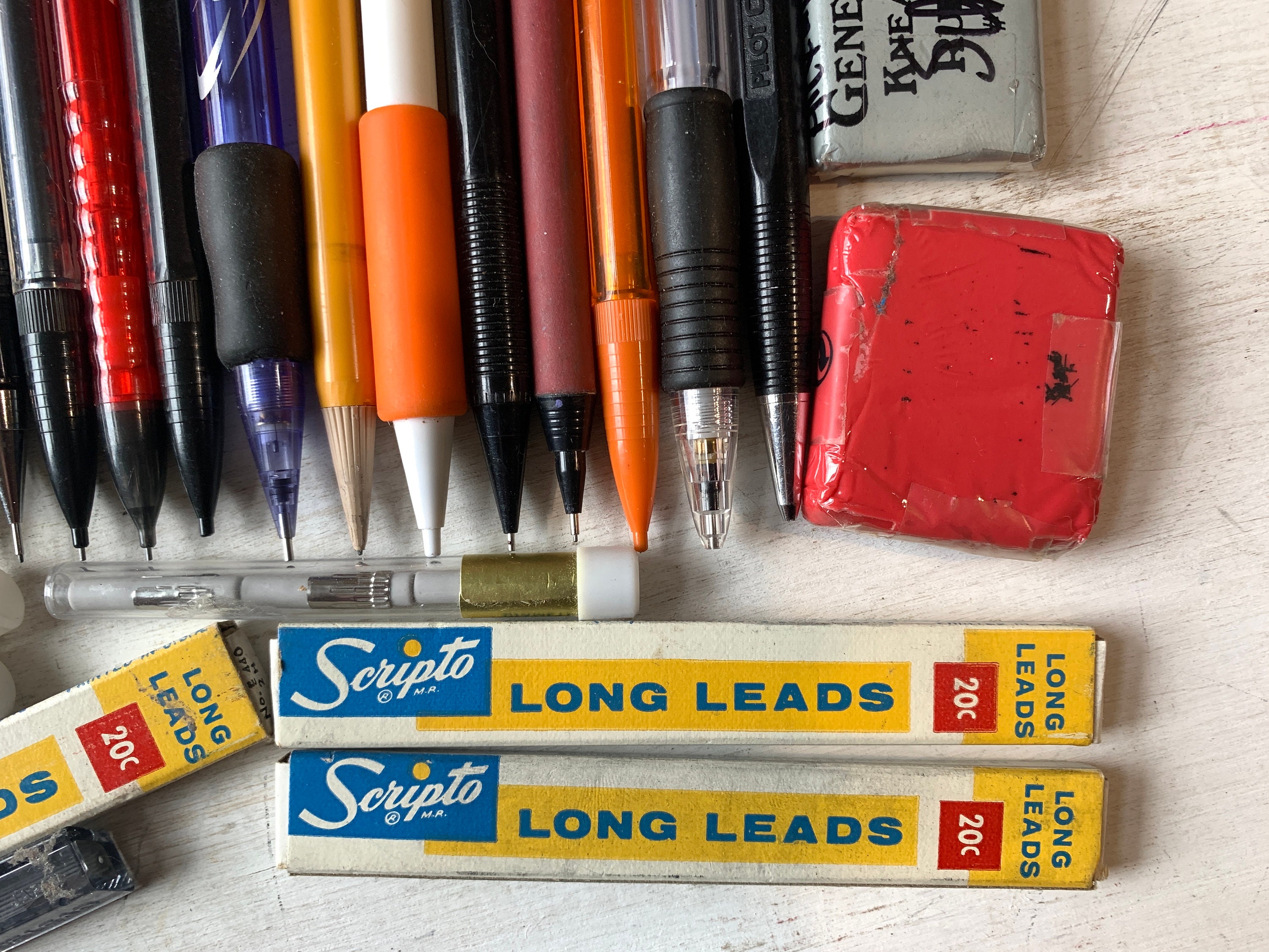 Lot of Vintage Office Supplies 6 Items Stencil GlueStick Mechanical Pencil  Ruler