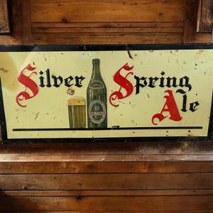 Silver Spring Ale Sign - Embossed Tin Beer Sign - Bar Room / Man Cave Decor