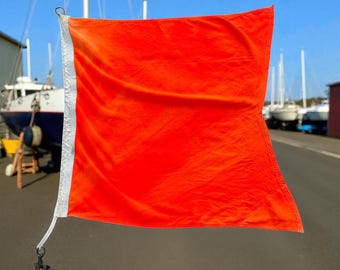 Vintage Orange Ships Flag - Nautical Flag - Maritime Decor - Boat Safety Flag