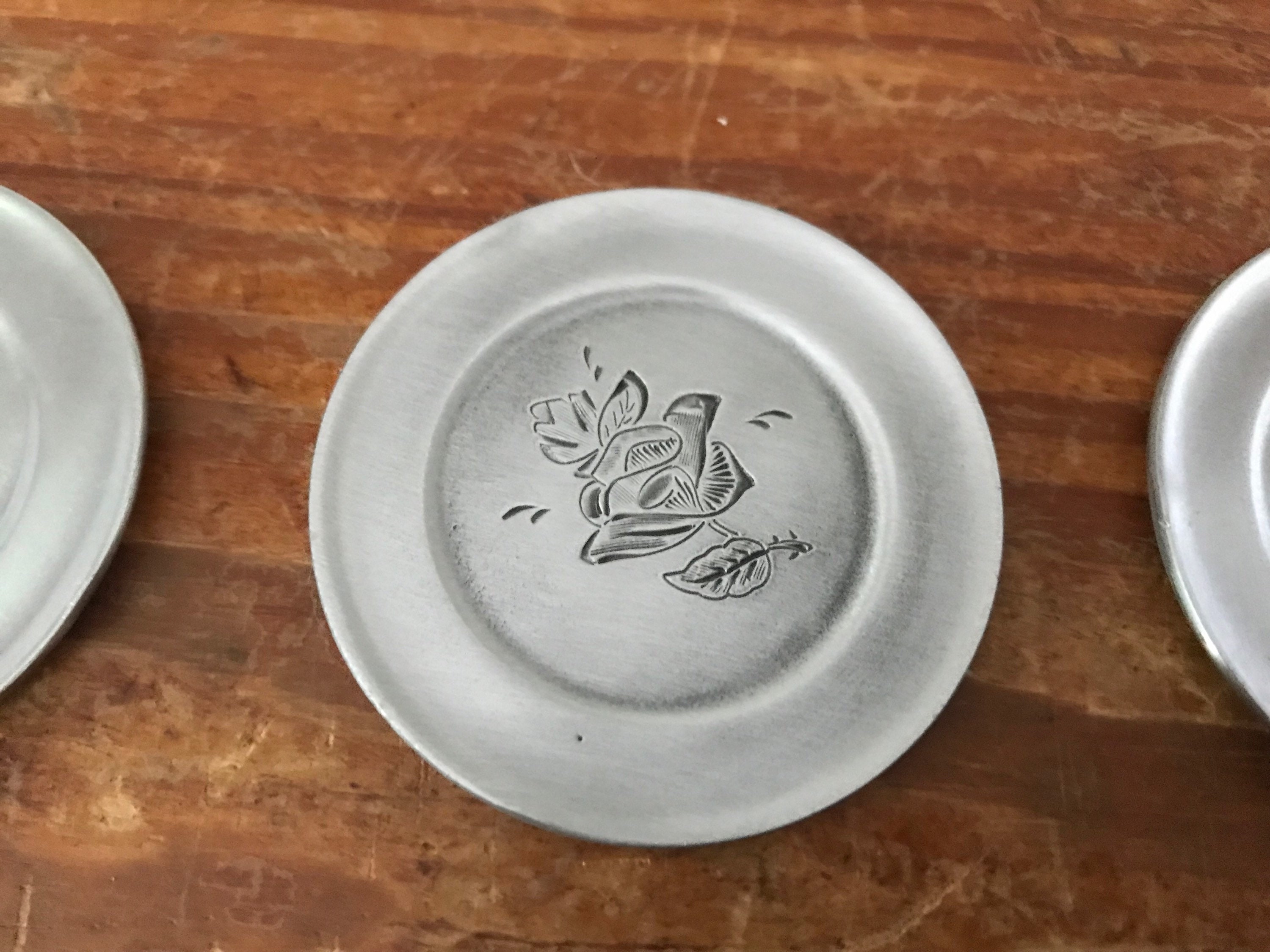 Vintage Pewter Plates Small Decorative Pewter Plates Etsy