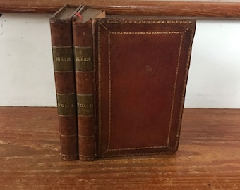 Early 1800s Leather Book Set - Junius Vol I & II - Old Decorative Books