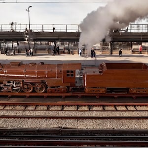 Handmade Wooden Locomotive and Tender – Railroad Enthusiast Decor