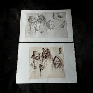 Native American Lithographs - Study Etching and Final Proof - Signed Deane G Keller Artwork