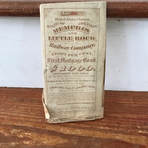 Spoorweghypotheekobligatie uit de jaren 1900 - Memphis & Little Rock Spoorwegobligatie - Spoorweghistorische ephemera