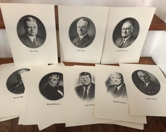 Vintage Presidential Portraits - Reproduction Lithographs - Frameable Prints - Art Craft Paper - Listing Is For ONE Portrait