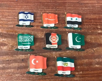 1959 Nabisco Tin Litho Flags - United Nations Flags - (8) Middle East Country Flags