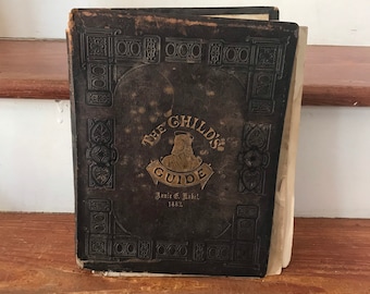 Antique Late 1800&#39;s Leather Childrens Bible Guide - Illustrated Bible Guide