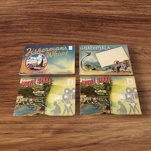Veel (4) NOS vintage postkaartalbums uit het midden van de eeuw - kleurrijke ephemera - plakboekmateriaal - niet-glanzende ansichtkaarten