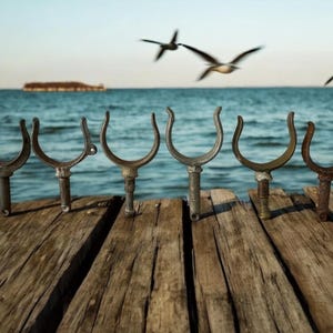 Row Boat Oar Locks (6) - Nautical/Maritime Decor - Beach House - Lake House Accent-Repurpose Hardware image 1